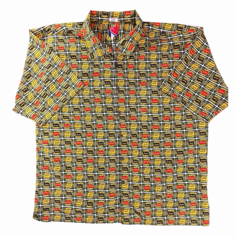 Scorpio‎ Graphic Print Button Down Shirt Mens XXXL Green Yellow Red Short Sleeve